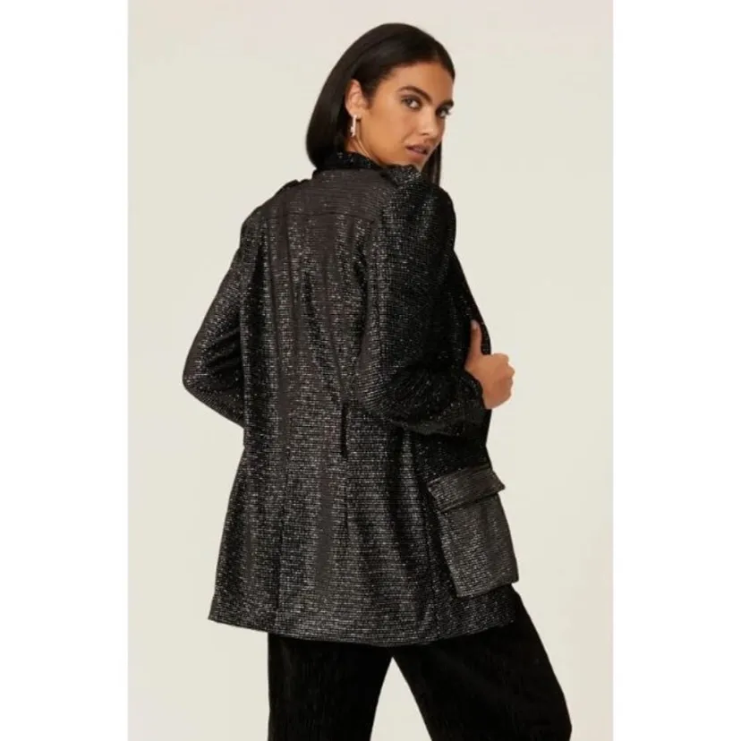 PatBO Embellished Sparkle Velvet Relaxed Fit Jacket Black Women's Size XL‎ FLAW - Image 3