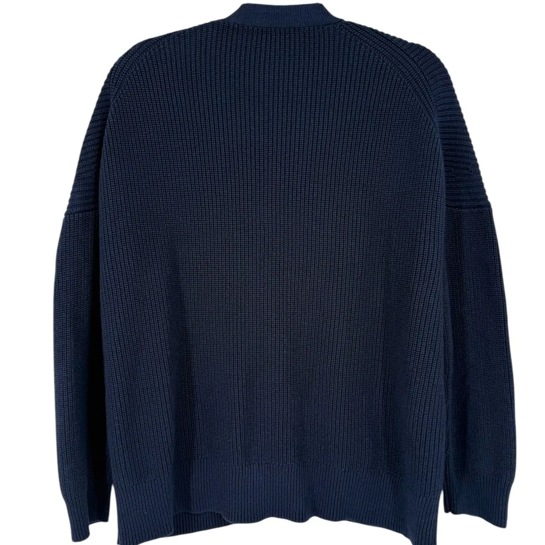 J Crew Cotton Cashmere Blend V Neck Button Front Cardigan Sweater Navy Sz Medium Blue - Image 5