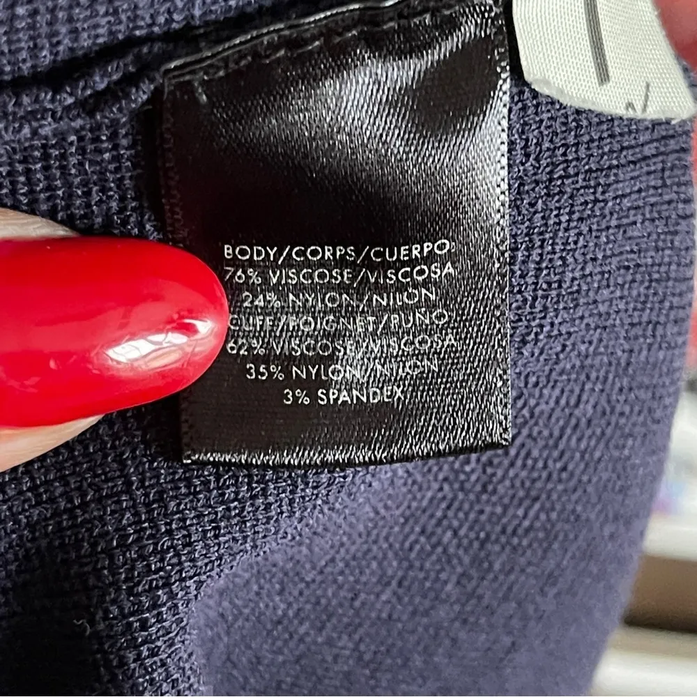 ANN TAYLOR | Navy Blue Bell Short Sleeve Stretchy Blouse Sz SP - Image 8