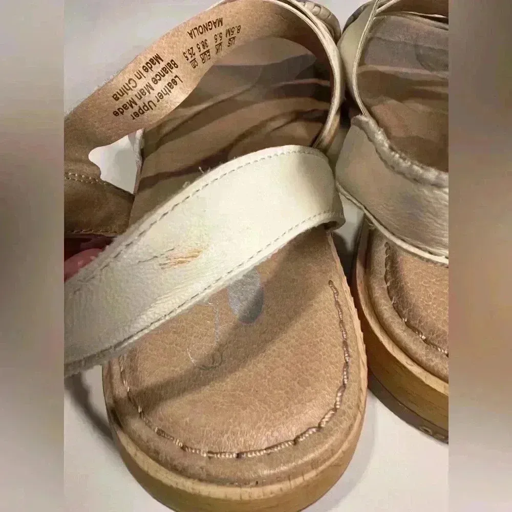 Dr. scholl’s sling back leather strappy sandal ruched square toe cushion 8,5 White - Image 2