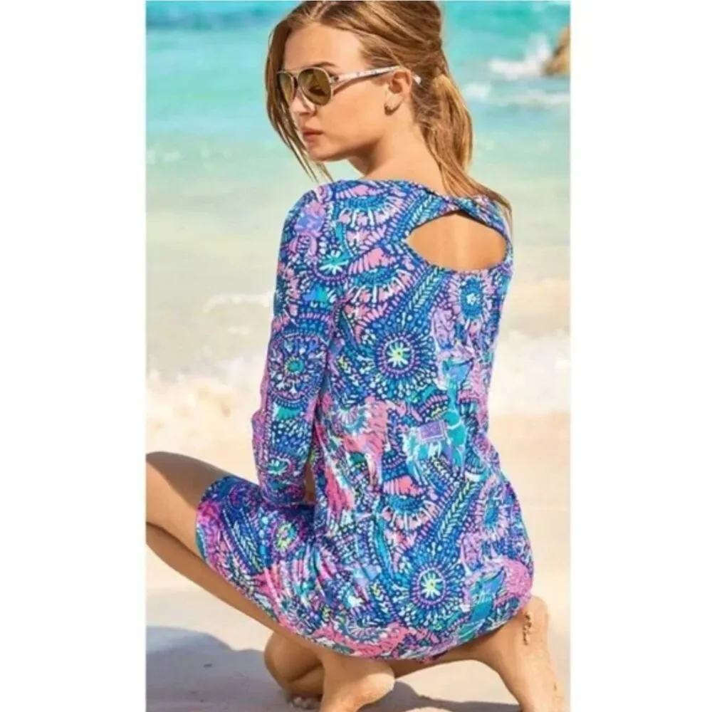 Lilly Pulitzer Bay Dress in Multi No Prob Llama Blue Pink Print Women's Size XS - Image 3