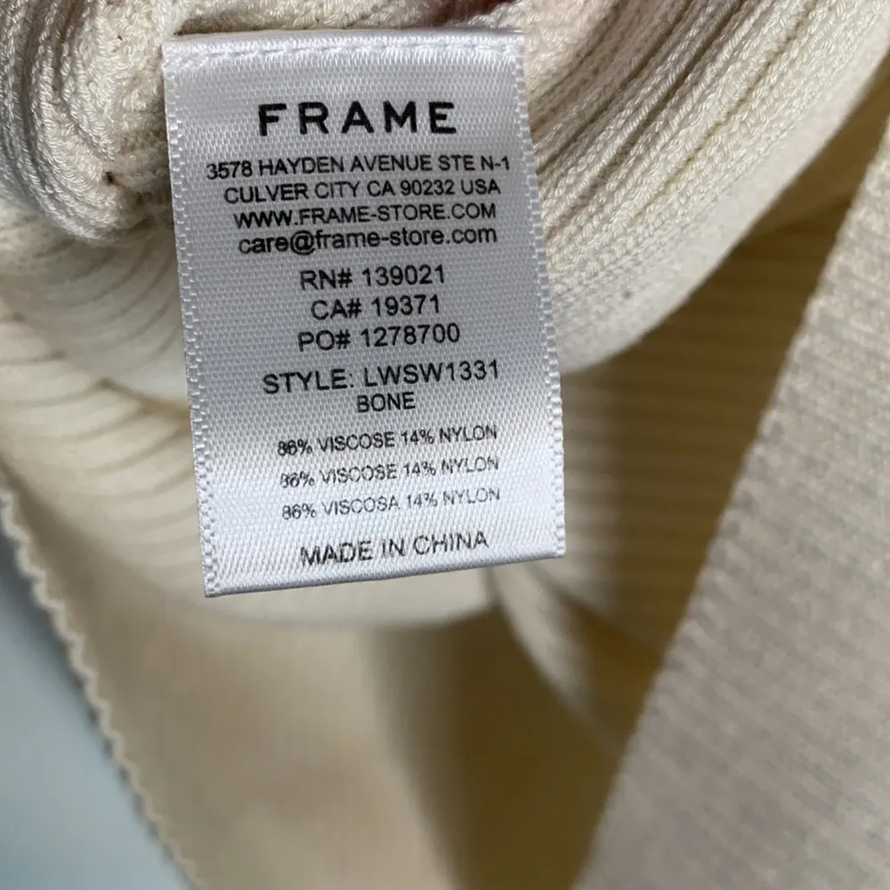 Frame Ivory Ribbed Knit Structured Stretch Sweater Zipper Cuffs W-789 Sz L - Image 9