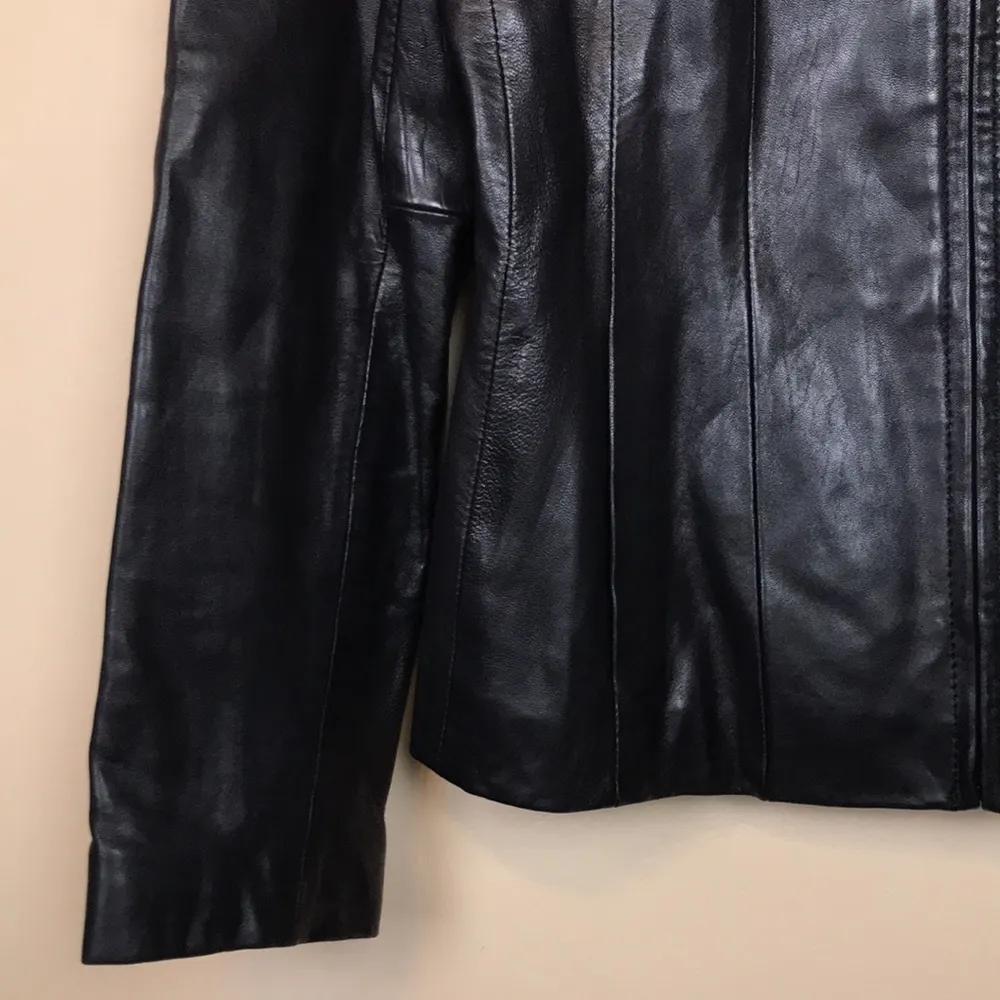 Avanti New York Women’s Genuine Soft Leather Black Zip-Up Jacket - Image 6