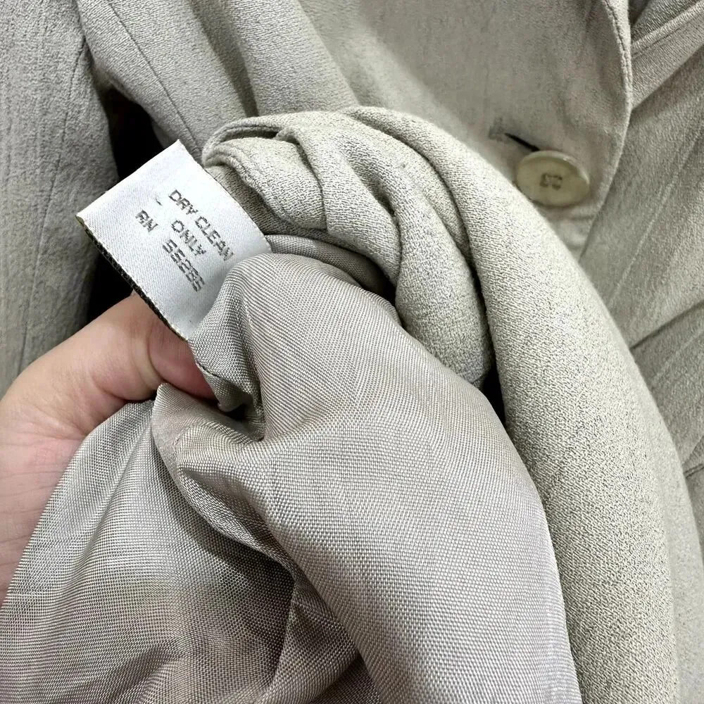 vtg 90s Express blazer women XS beige oversized long button y2k career boho chic - Image 6