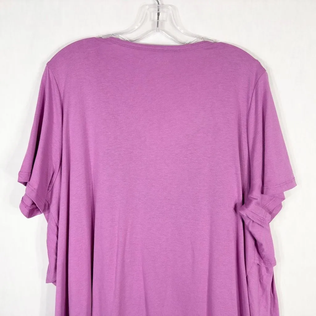 Woman‎ Within Plus Size 18 20 Top Purple Ruffled Layered Short Sleeve Tee 782 - Image 5