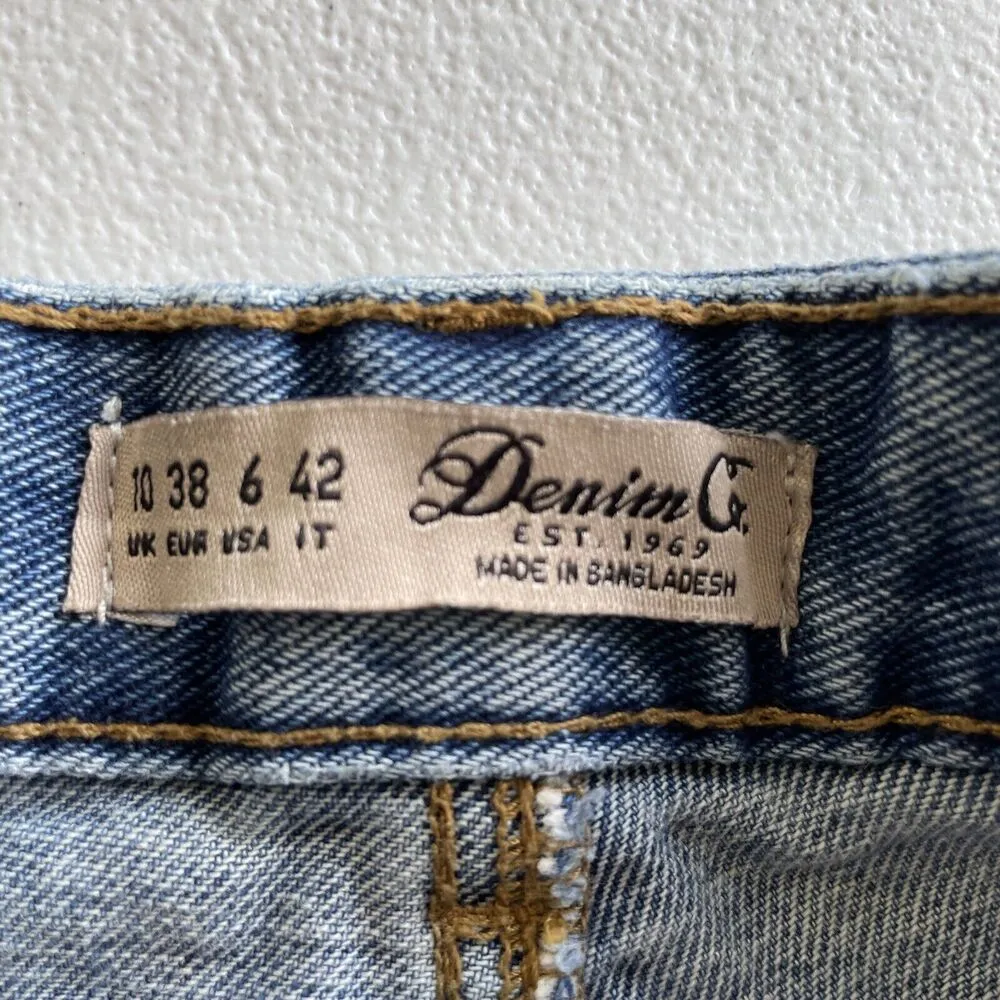 Denim & Co Jean Short Shorts Womens Sz 6 Blue Denim High Rise Distressed Raw Hem - Image 4