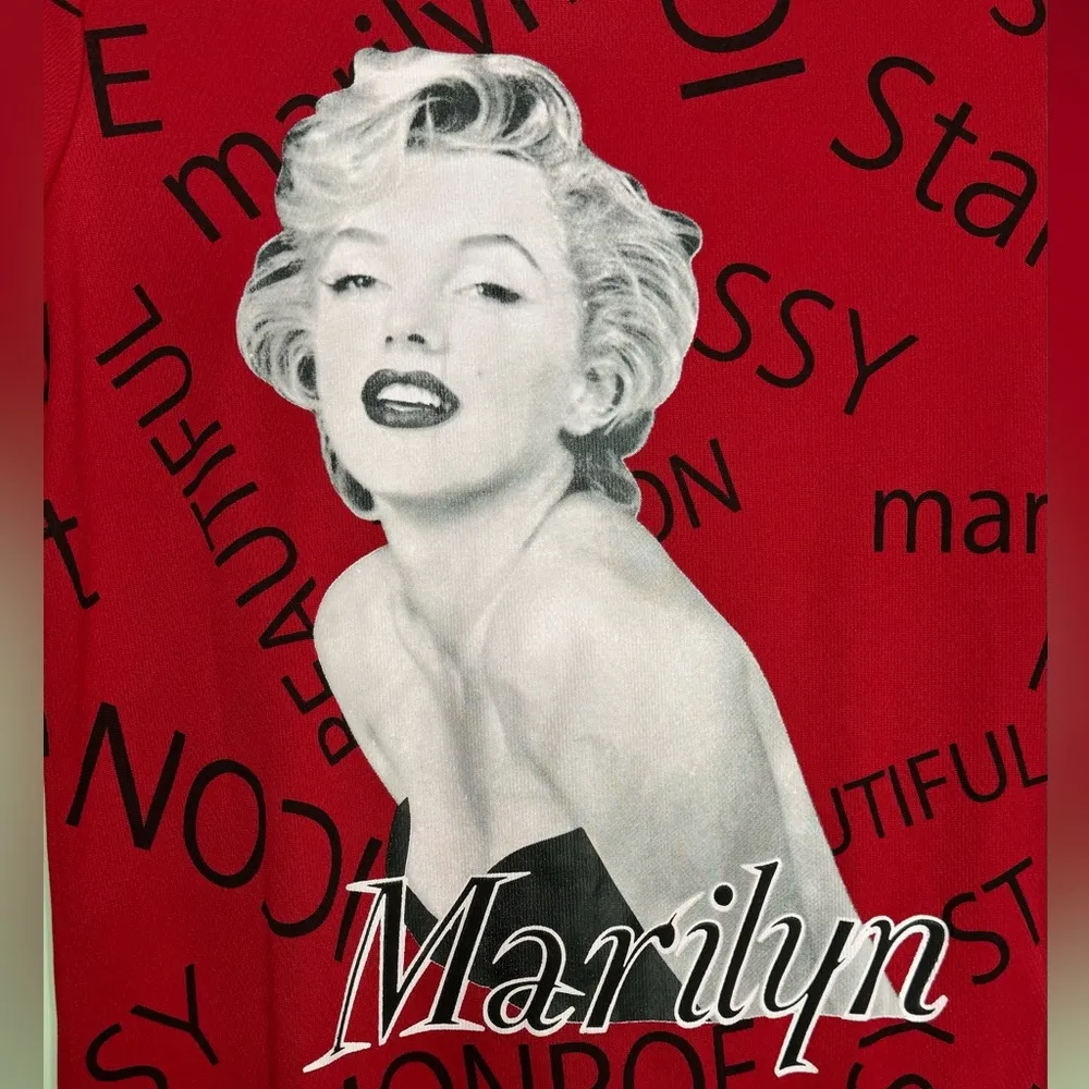 Marilyn Monroe Red Baseball Jersey Authentic Short Sleeve Top Size Medium - Image 6