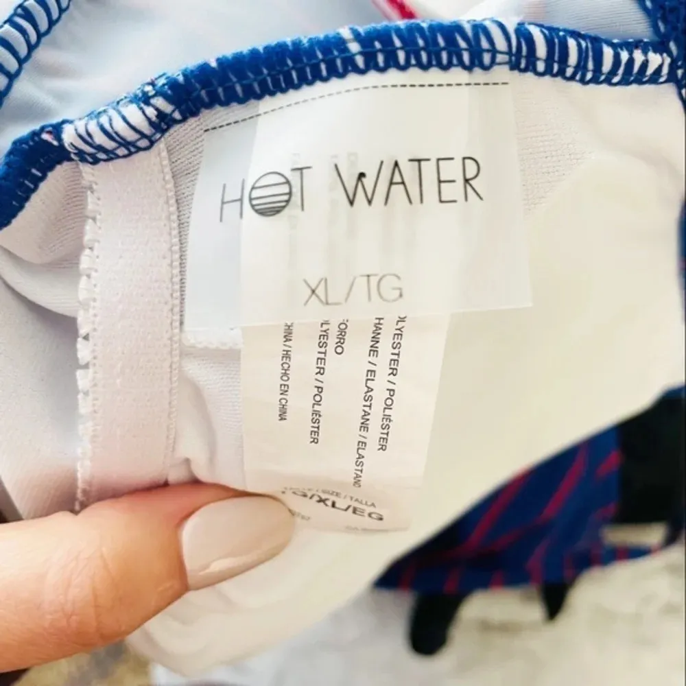 HOT WATER Fiesta Red & French Blue‎ Stripe High-Waist Monokini XL - Image 14