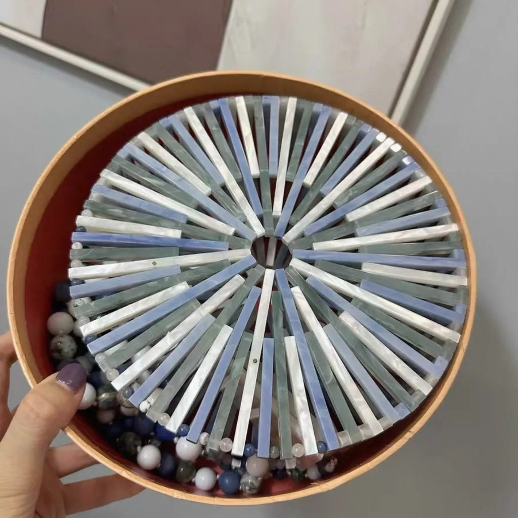 Cult Gaia Luna Blue / White / Green Acrylic Crossbody Bag - Image 5