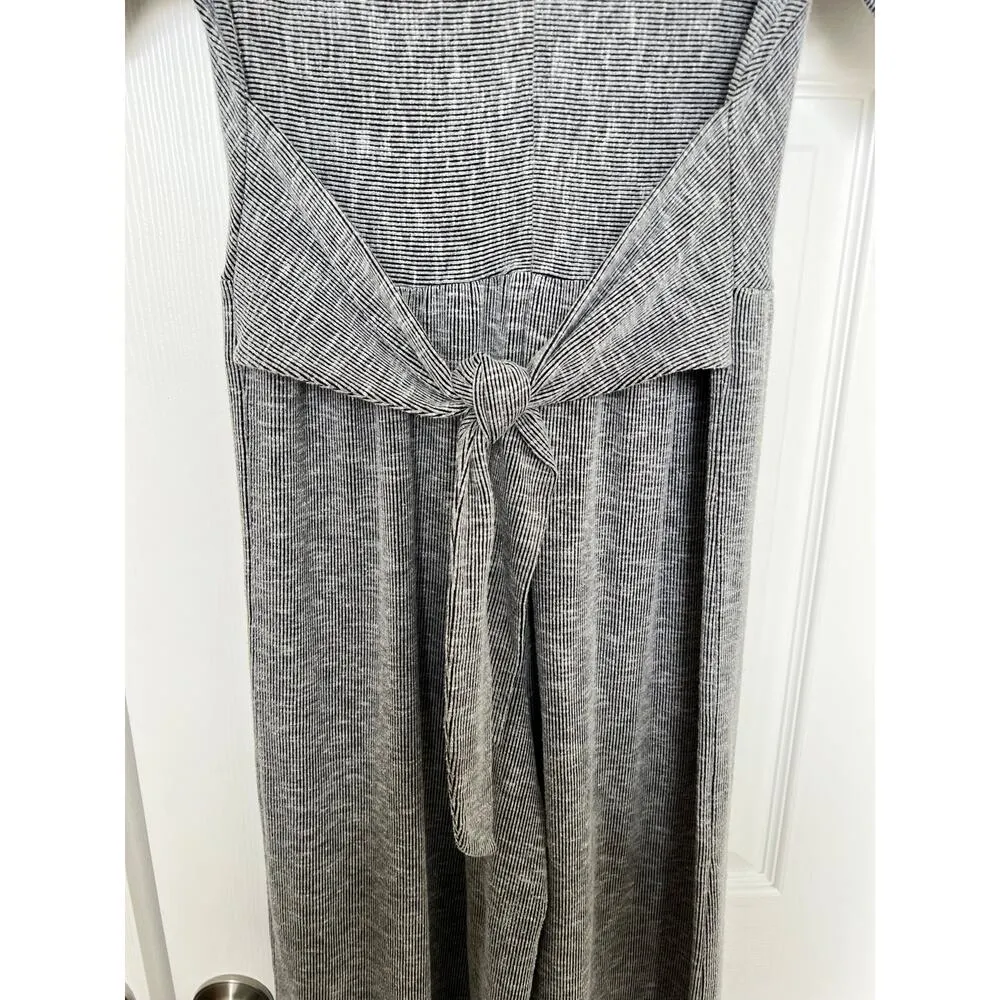 Piper & Scoot Short Sleeve Long Pant Striped Jumpsuit Large Gray - Image 5