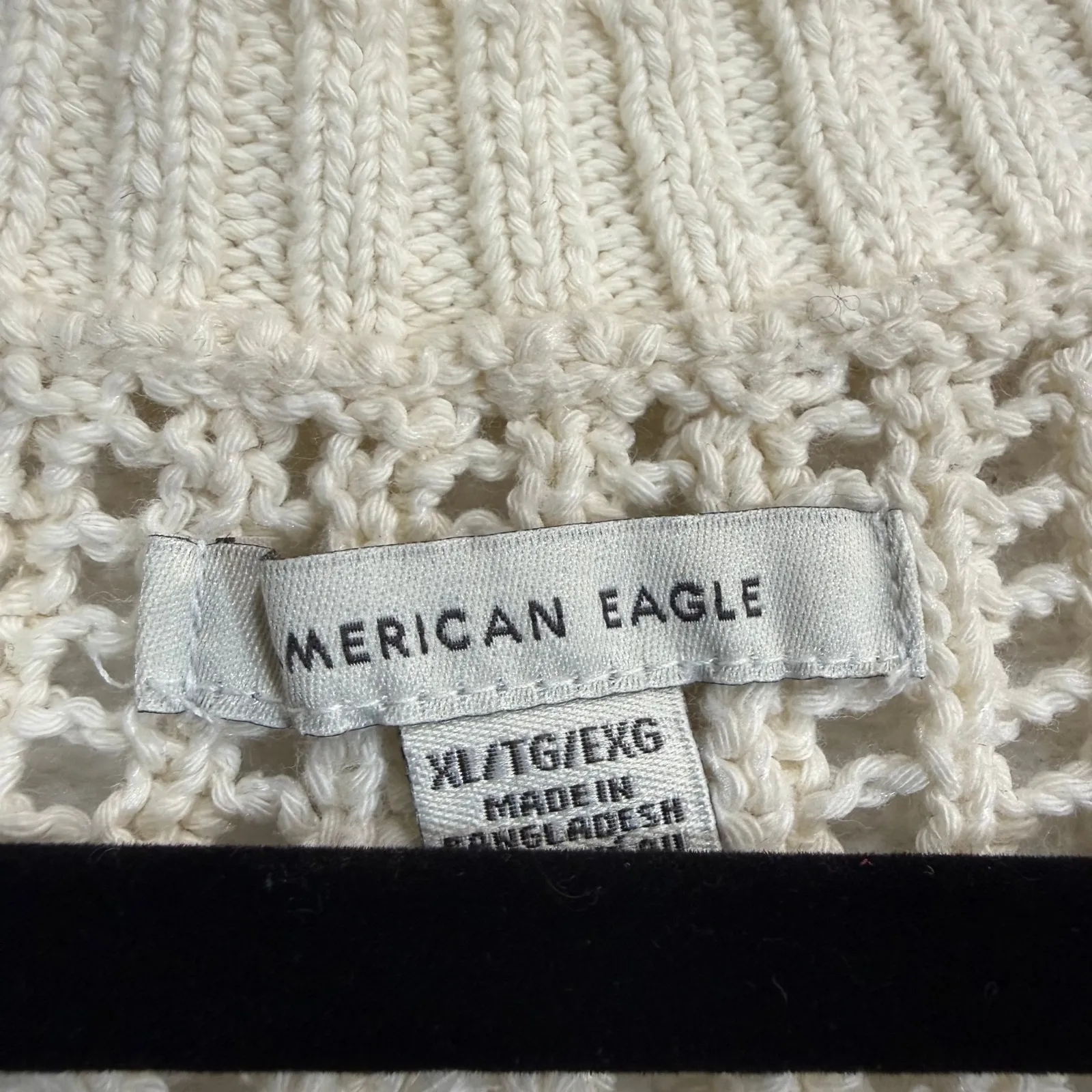 American Eagle XL Cardigan Sweater Cream Distress Chunky Knit Cozy Coastal Boho - Image 9