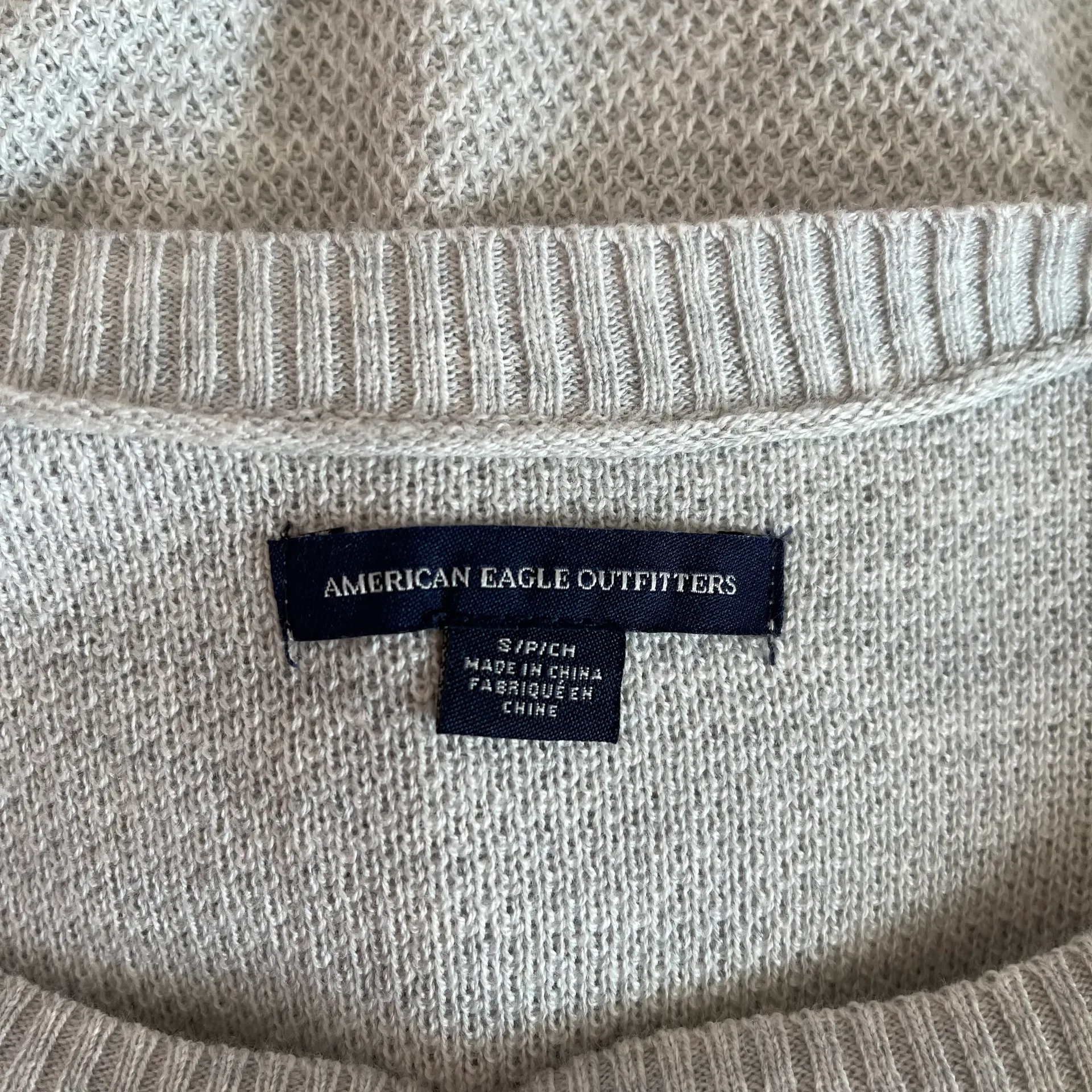 American Eagle Light Gray Waffle Knit Sweater - Image 7