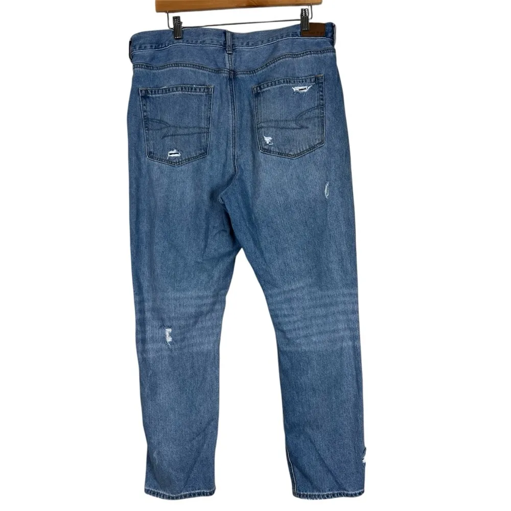 American Eagle Medium Wash High Rise Distressed Mom Jeans - Image 4