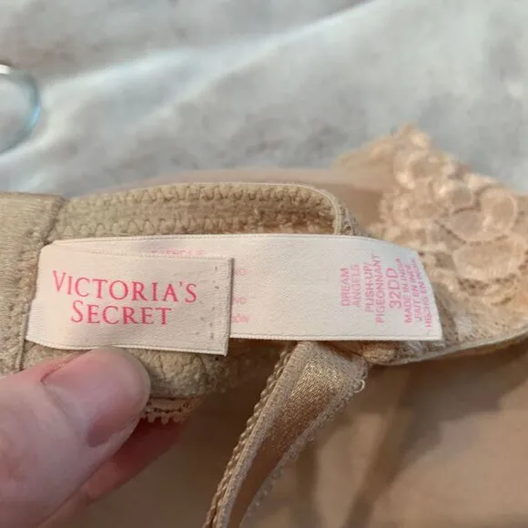 VS Victoria's Secret Womens 32DD‎ Bra Beige Dream Angels Push-up Underwire Lace - Image 3