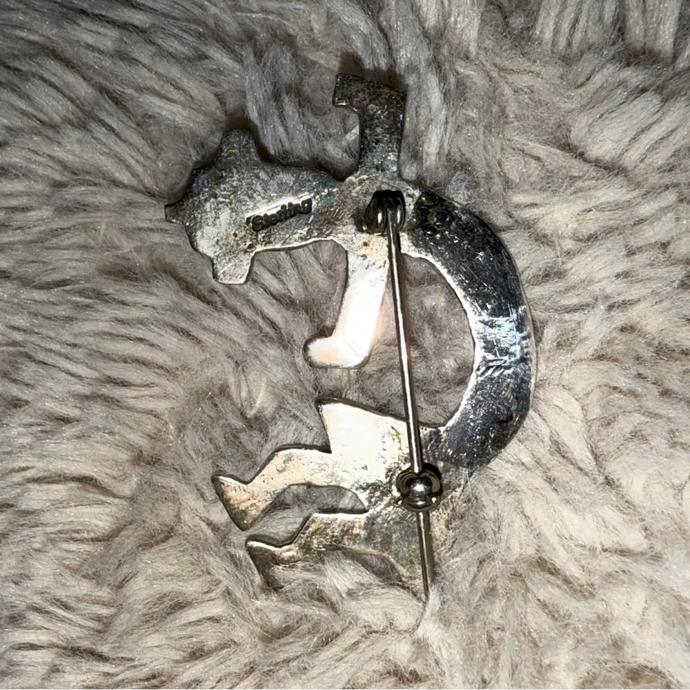 VTG Western Navajo Sterling Silver Kachina Turquoise Brooch Pin Pendant RARE 925 - Image 3