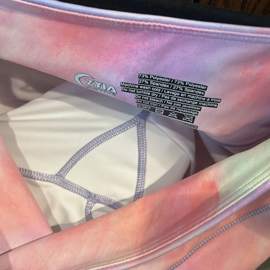 ZYIA Light N Tight High Rise Leggings Sorbet Sunset Pink Yellow Size‎ 6-8 medium - Image 8