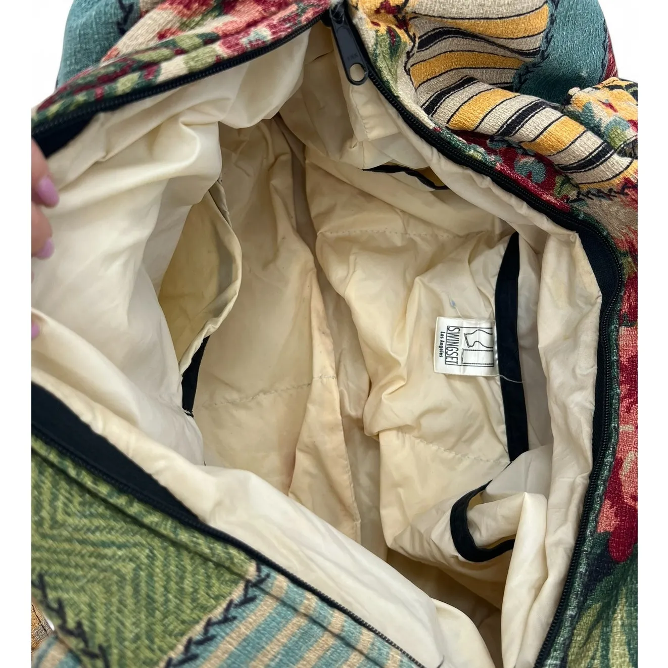 Vintage quilted floral patchwork duffel tote bag Gym Large Shoulder Top Handle - Image 9