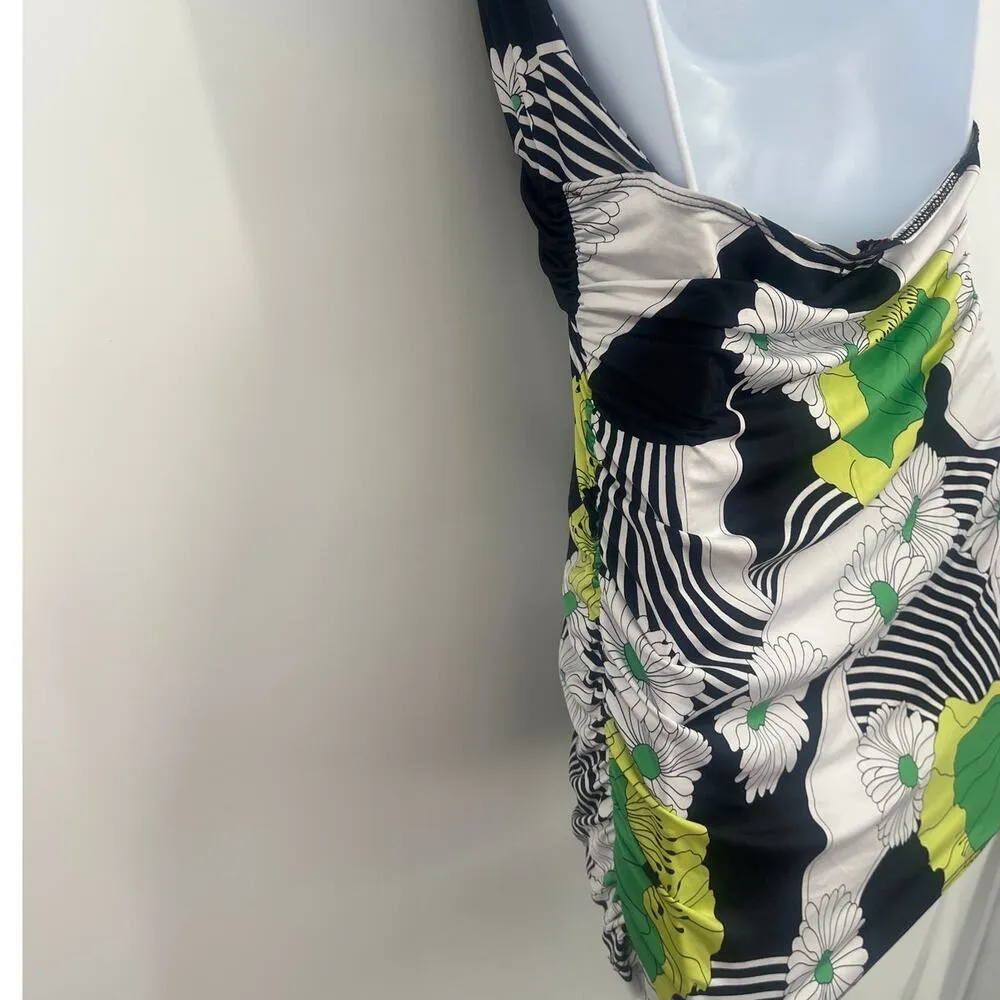 Vintage Forever Y2K Halter Top Sz L Daisy Retro Hippie Pinup 90s Ruched Babydoll Black Size L - Image 7