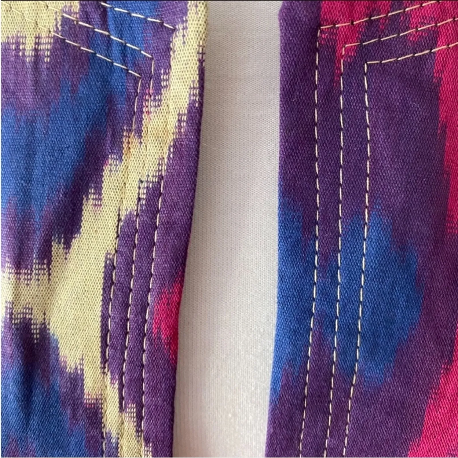 Womens Jacket Medium Large Shacket Boho Kimono Bohemian Ikat RARE Art to wear Purple - Image 10