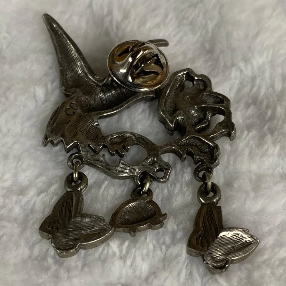 Hummingbird Flower Pin Brooch Jewelry Silver Color Butterfly Lady Bug Dangles - Image 7