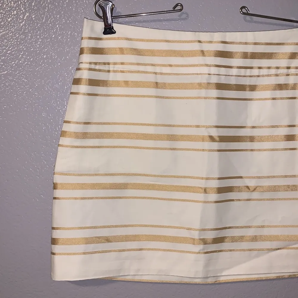 J.Crew  white gold striped formal office pencil skirt - Image 2