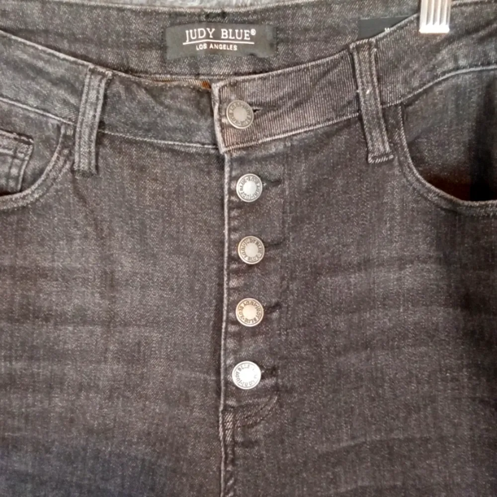 Judy Blue High Waisted Button Fly Wide Leg Trouser Jeans Black Size 32 Women - Image 4