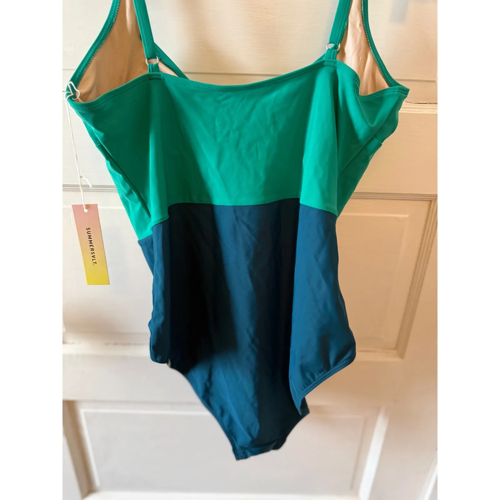 Summersalt Two Tone Color Block Seascape One Piece Swimsuit Teal Green Size 12 - Image 3