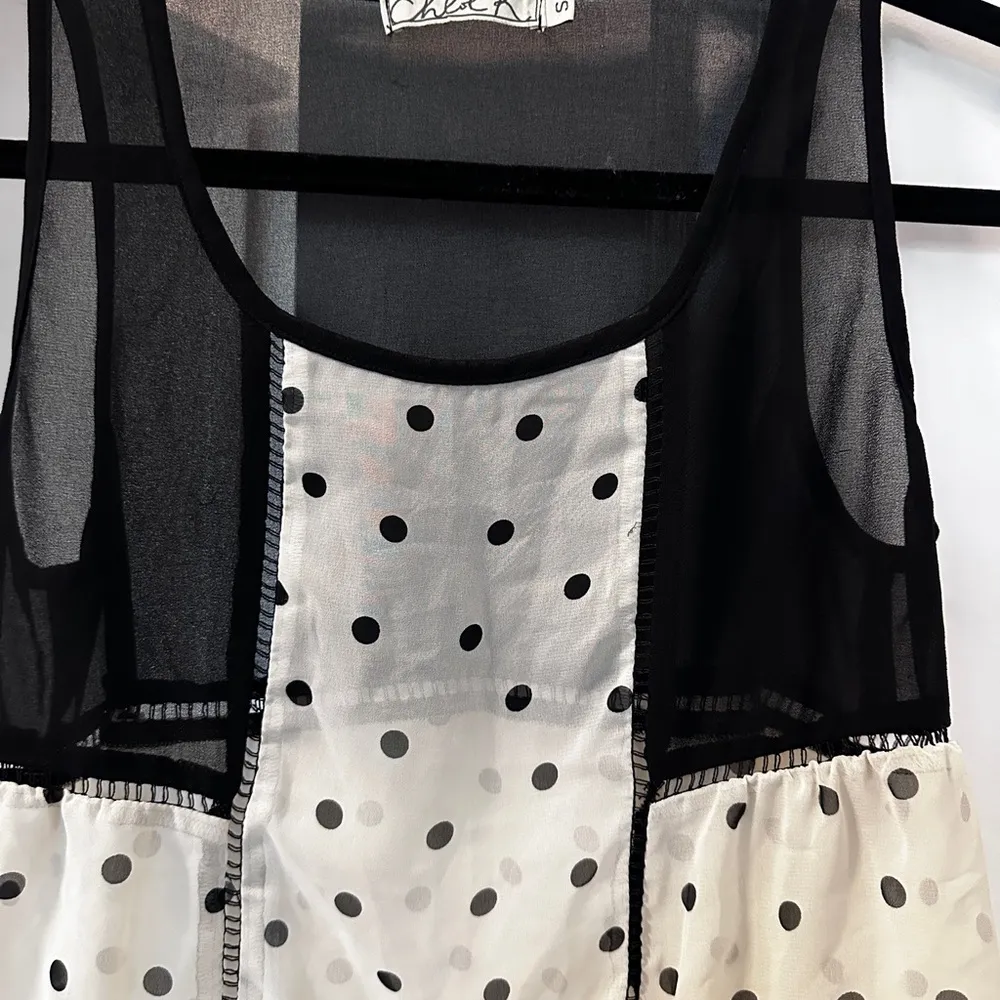 Black & polka dot tank blouse - Image 3