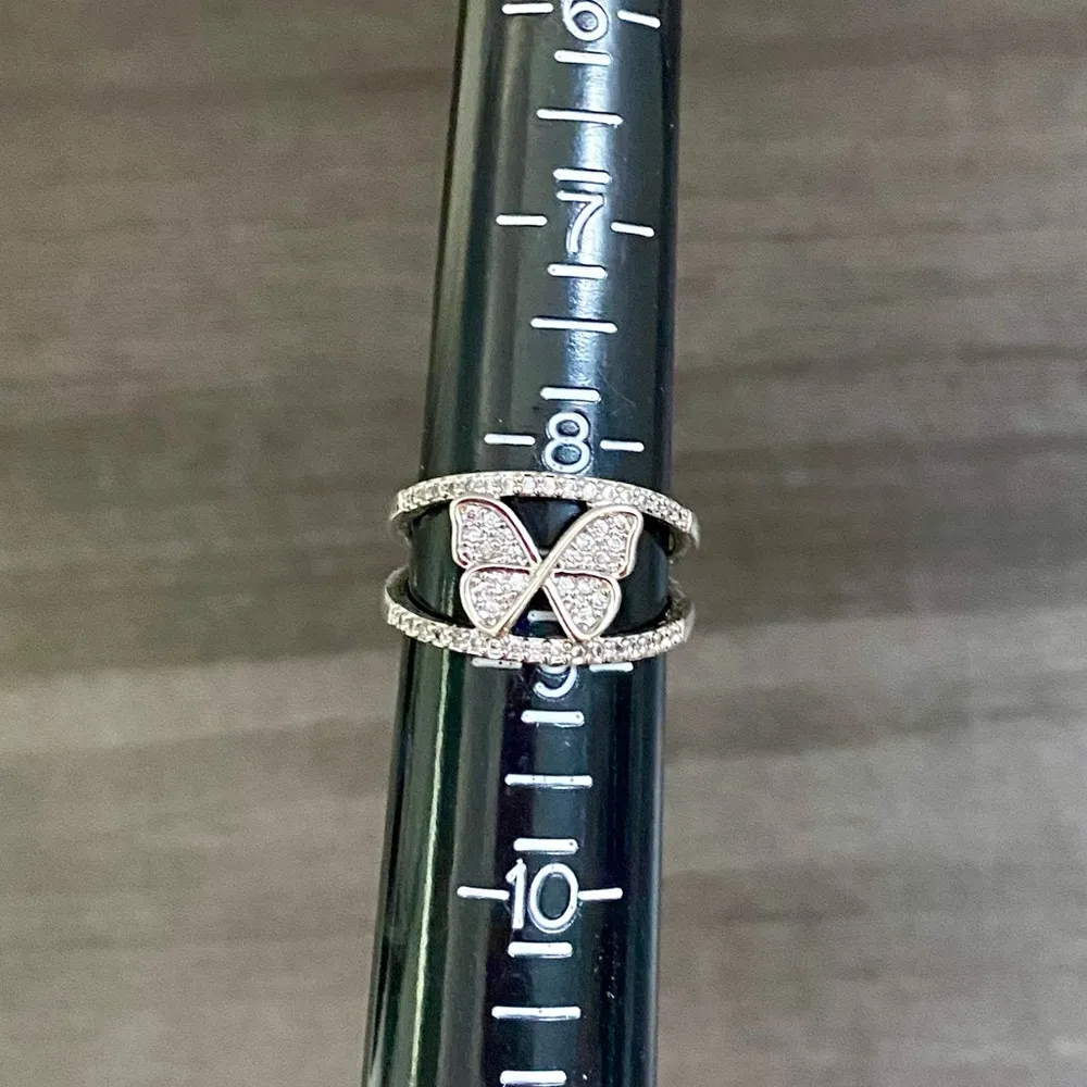 Butterfly Crystal Pave Ring Silver - Image 2