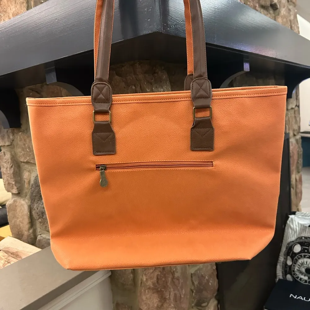 Tote Orange and Brown Stylish Tote Bellemonde vegan leather new - Image 2