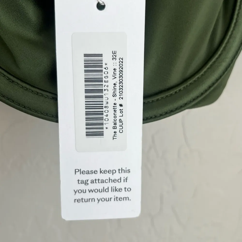 NWT CUUP the balconette bra shine vine green 32 E Size undefined - Image 8
