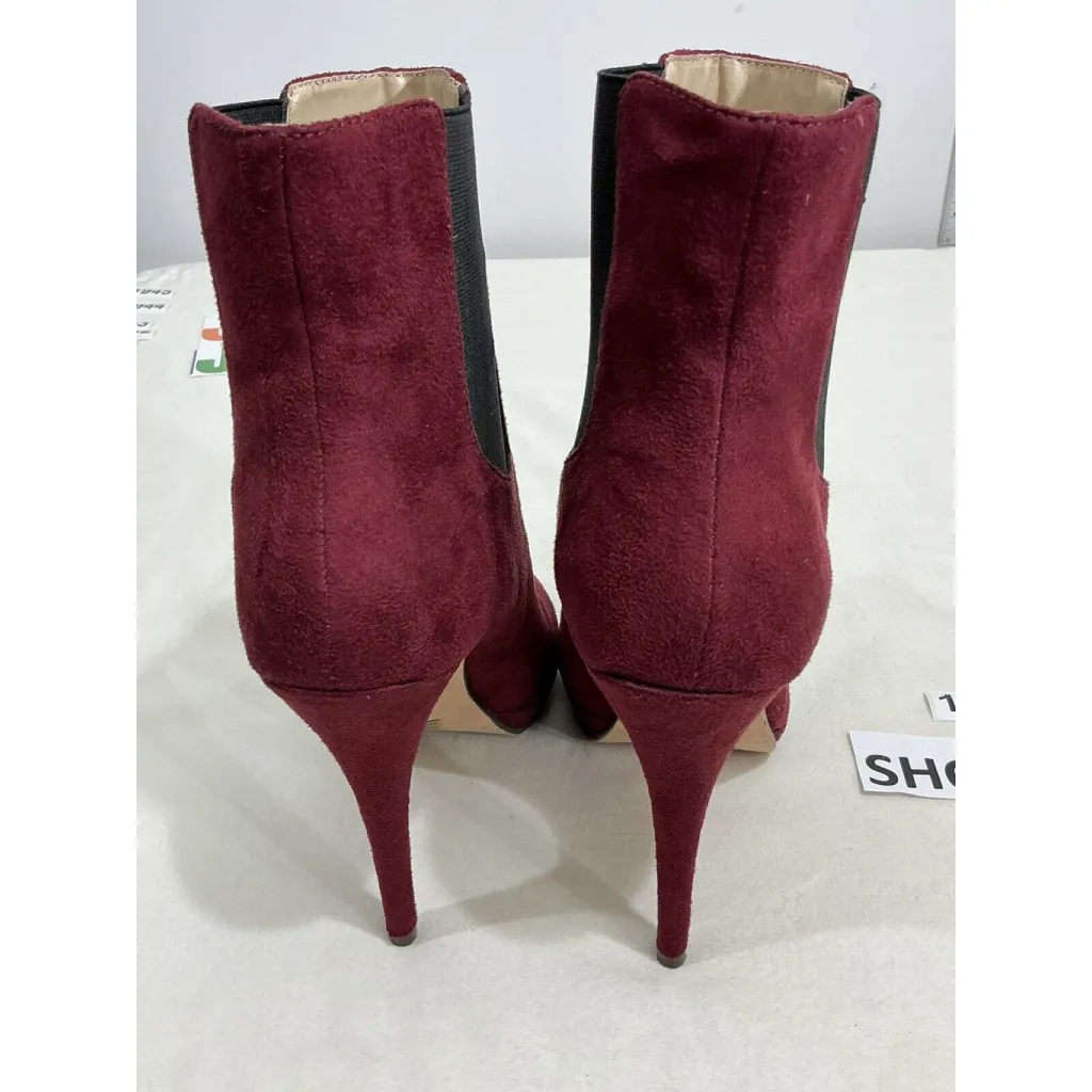 Womans M By Michael Antonio Maroon Pull On Platform Ankle Boots 8.5 - Image 5