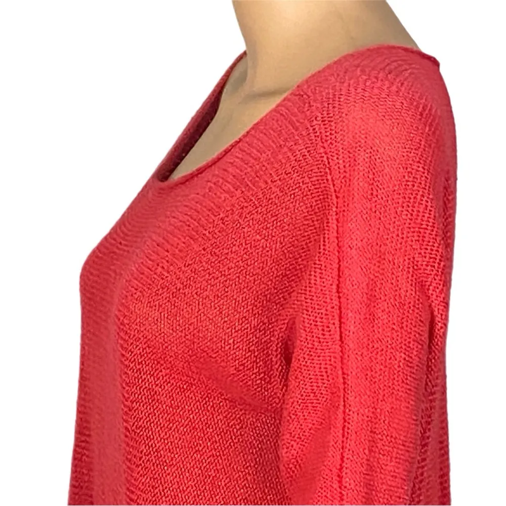 EILEEN FISHER Oversized 100% Hemp dark coral knit tunic sweater Size XS EUC - Image 6