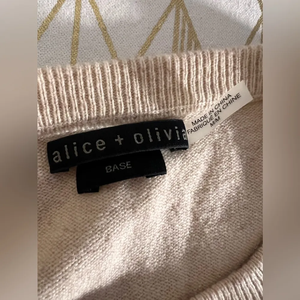 Alice + Olivia Parson Crewneck Bell-Sleeve Cashmere Blend Knit Sweater Size M - Image 8