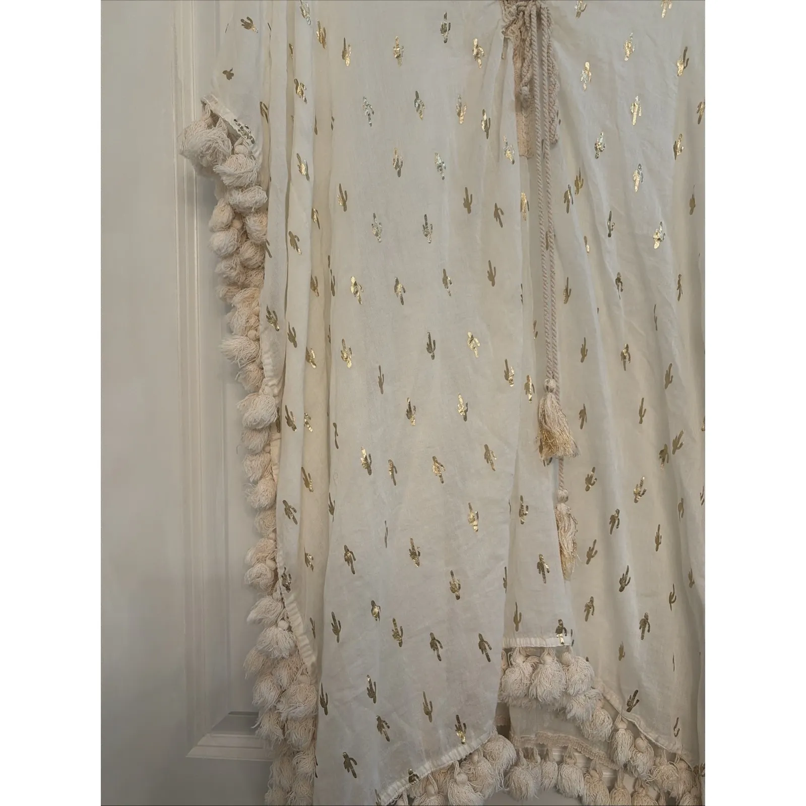 Z&L Swim Tassel Cactus Cream Swim‎ Suit Coverup V Neck Large - Image 11