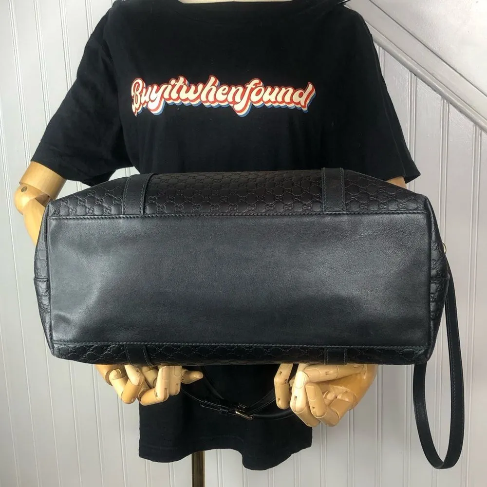 GUCCI GG Guccissima Black Leather Top Handle Oversized Crossbody Shoulder Bag - Image 3