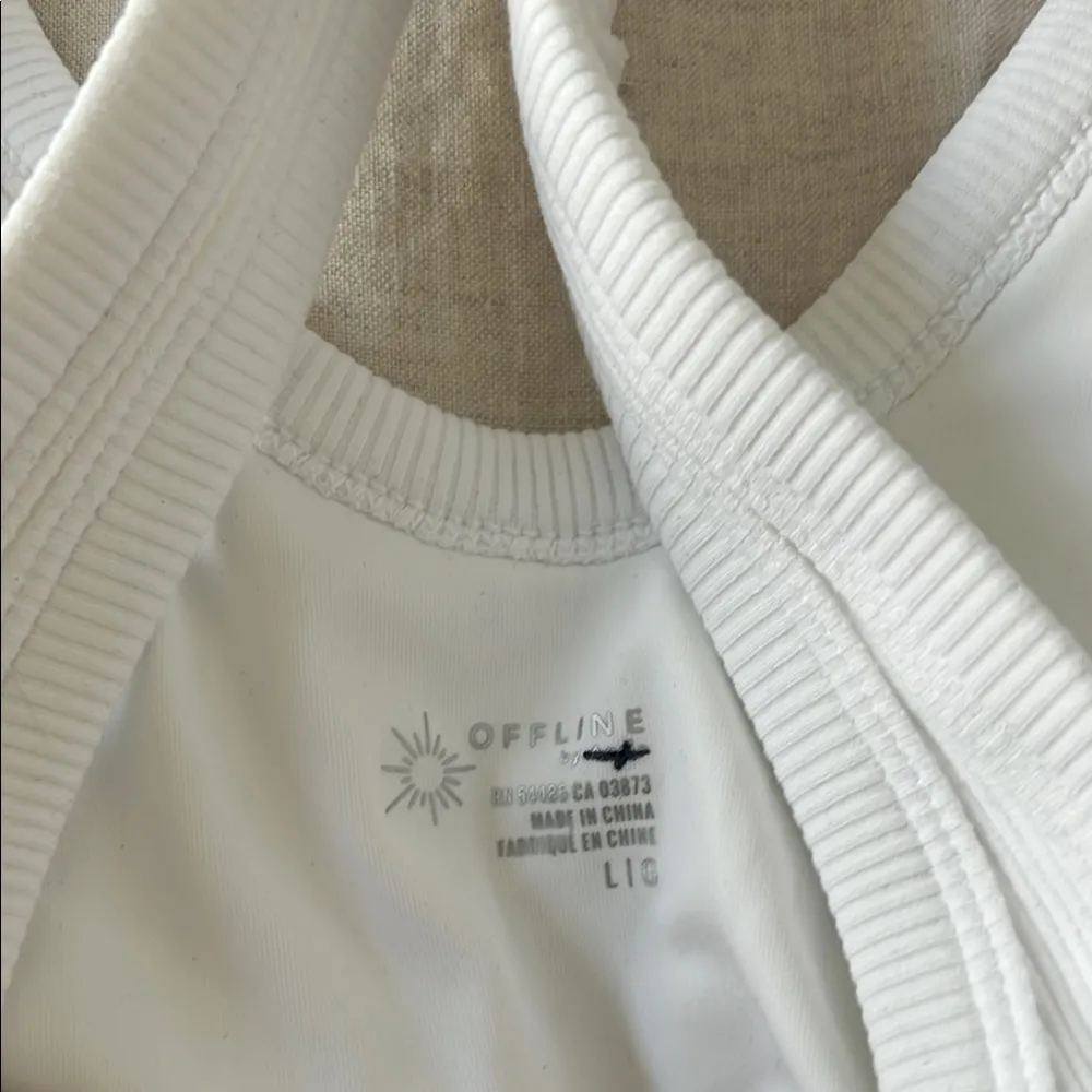 NWT Aerie Ribbed Cut Out Athletic Tennis Skort Dress Romper White Large - Image 6