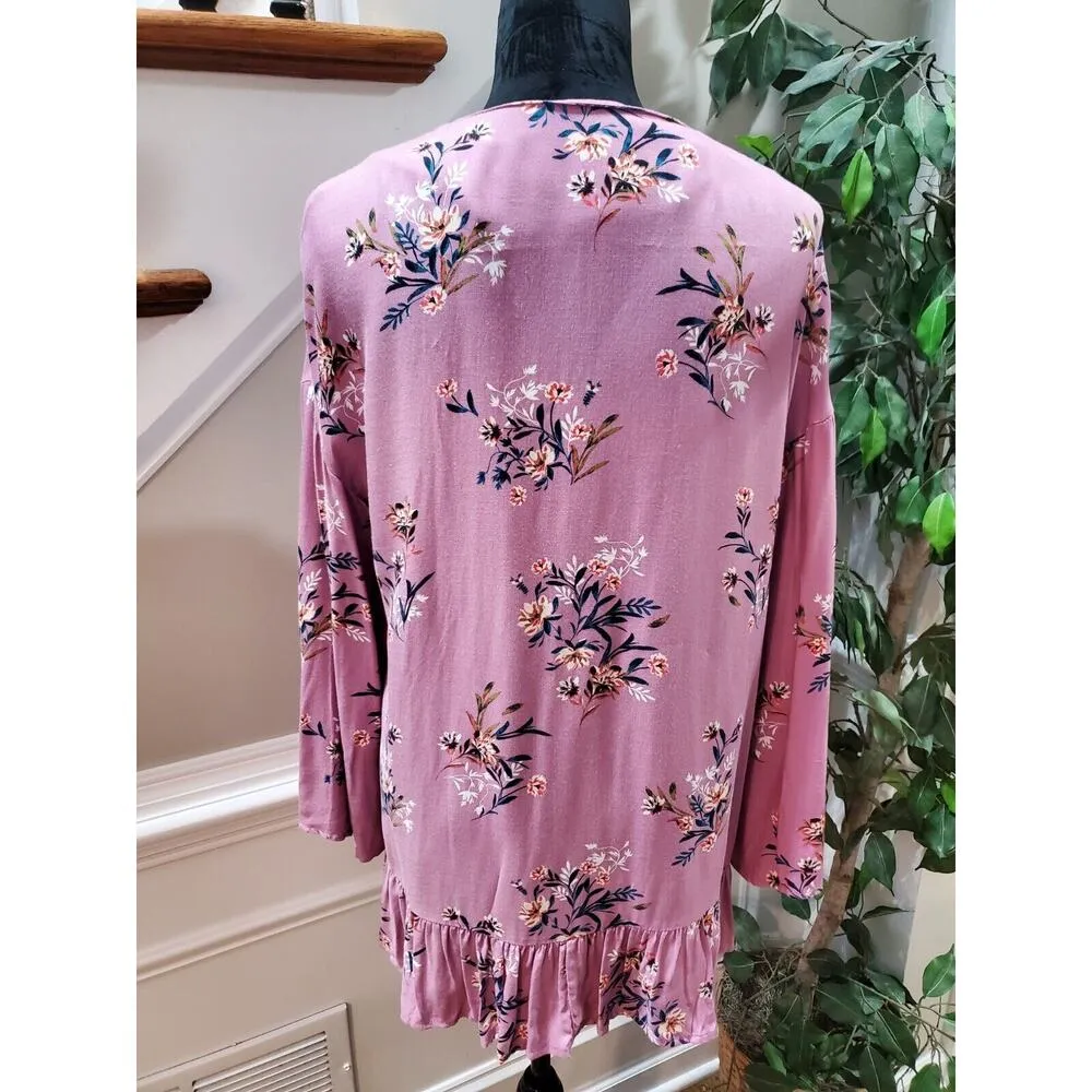 Cotton On Women's Pink Floral Viscose Long Sleeve Open Front Casual Jacket XS - Image 6