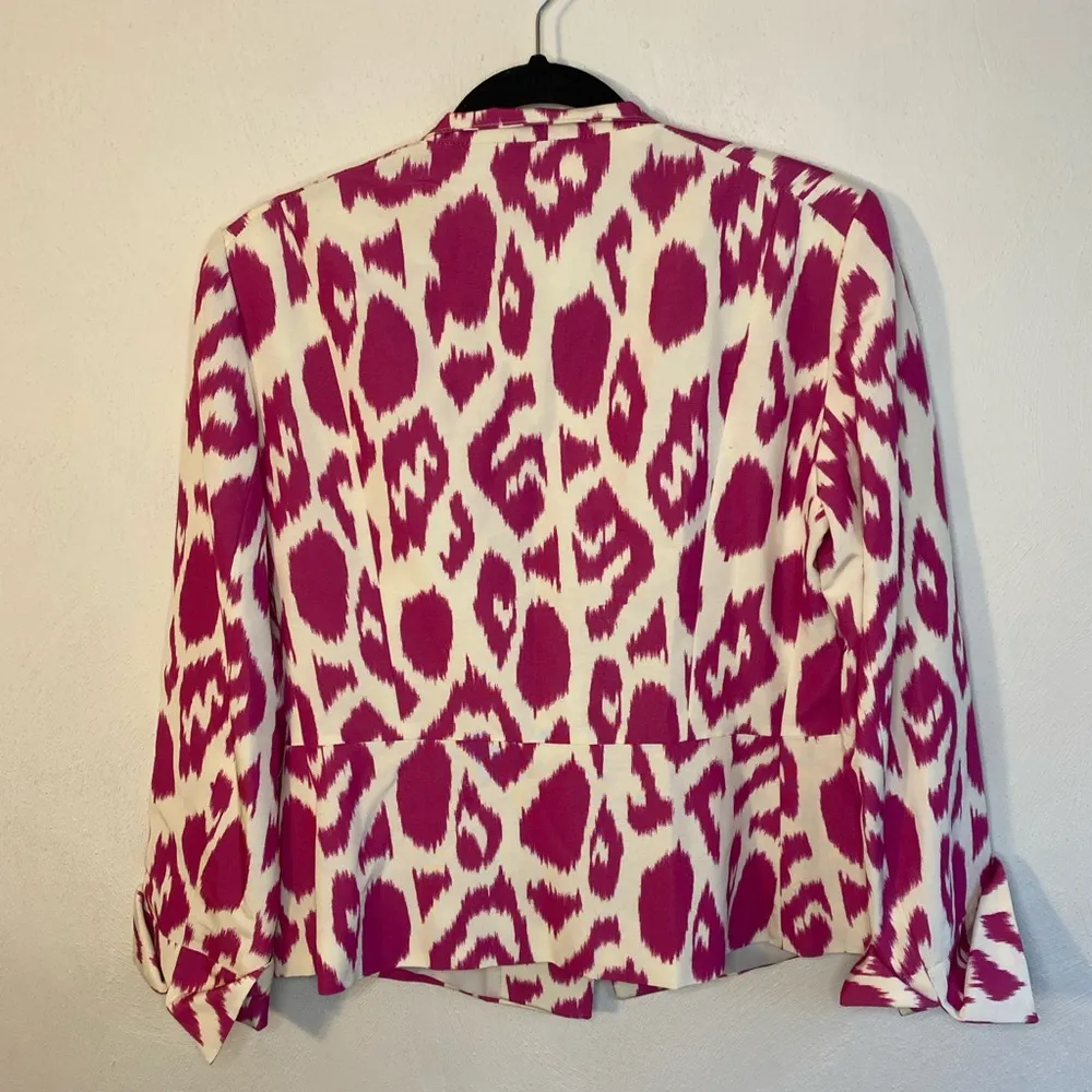 Lafayette 148 Pink & White Ikat Blazer Jacket Womens Size 8 - Image 4