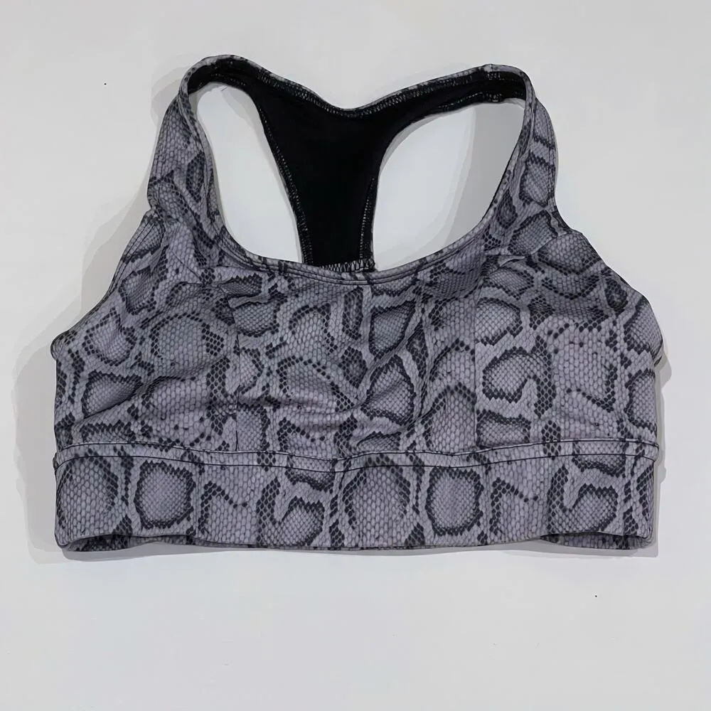 Onzie M L Warrior Sports Bra Snake Print Gym Workout Impact Strappy Racerback - Image 2