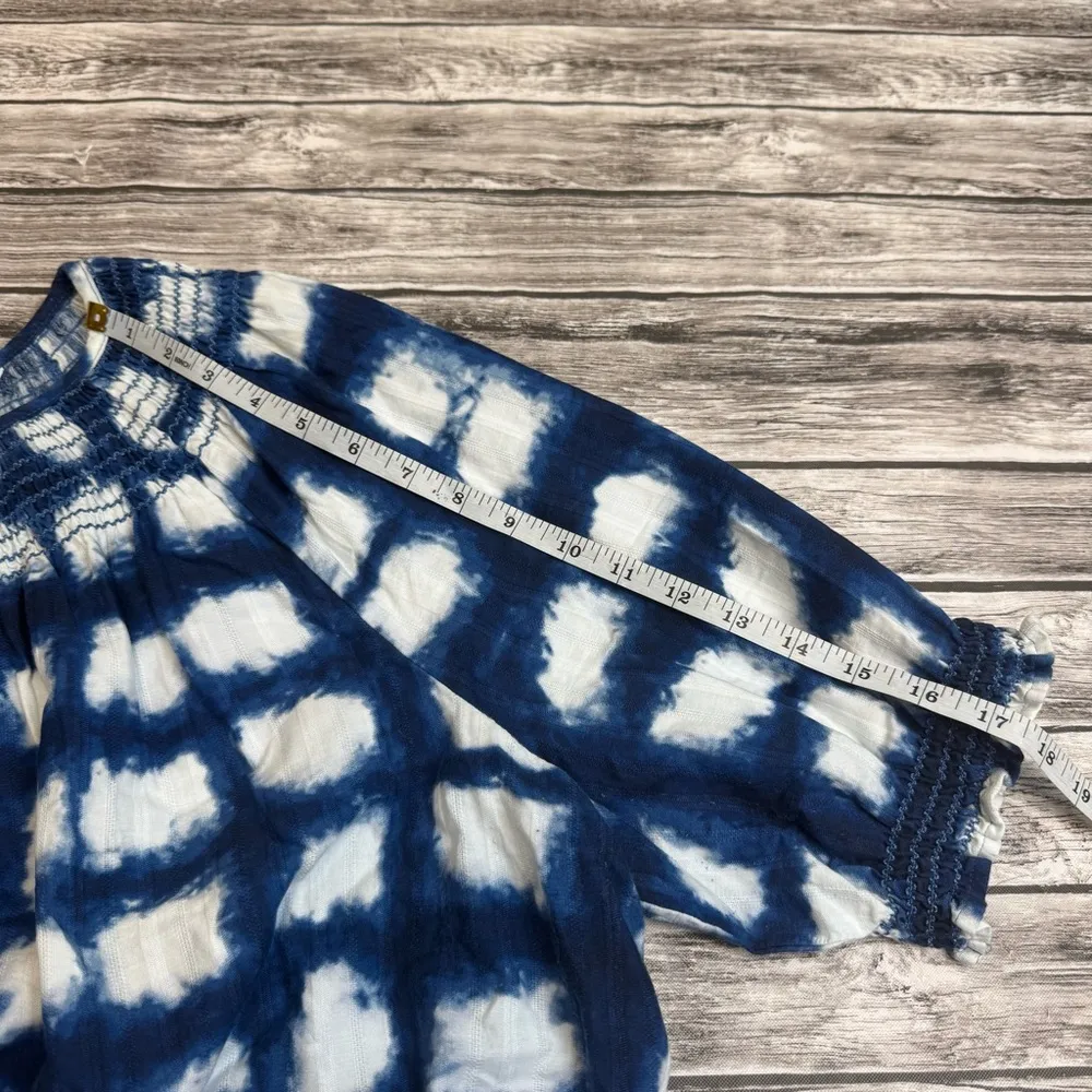 Sonoma Women's Off-The-Shoulder Peasant Blouse 3X Dark Blue White Smocked Loose - Image 12