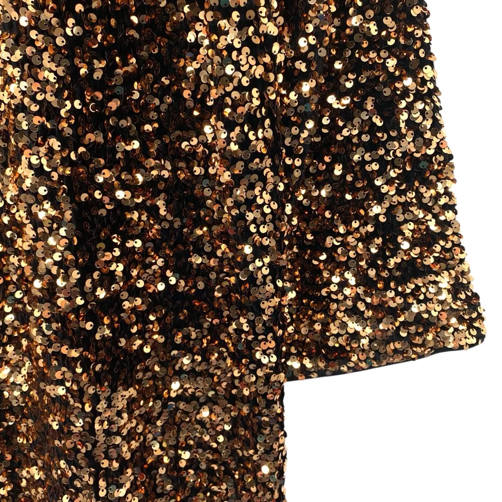 H&M Black and Gold Sequin A-Line Dress Cocktail Party New - Image 9