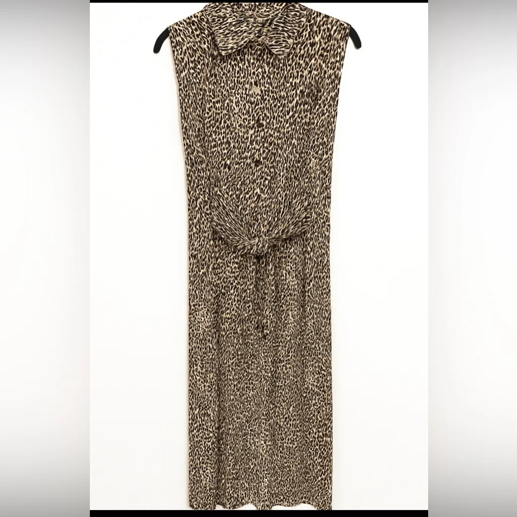 Emma & Michele Leopard Print Maxi Shirt Dress | Soft Rayon | Safari Chic Size S - Image 2