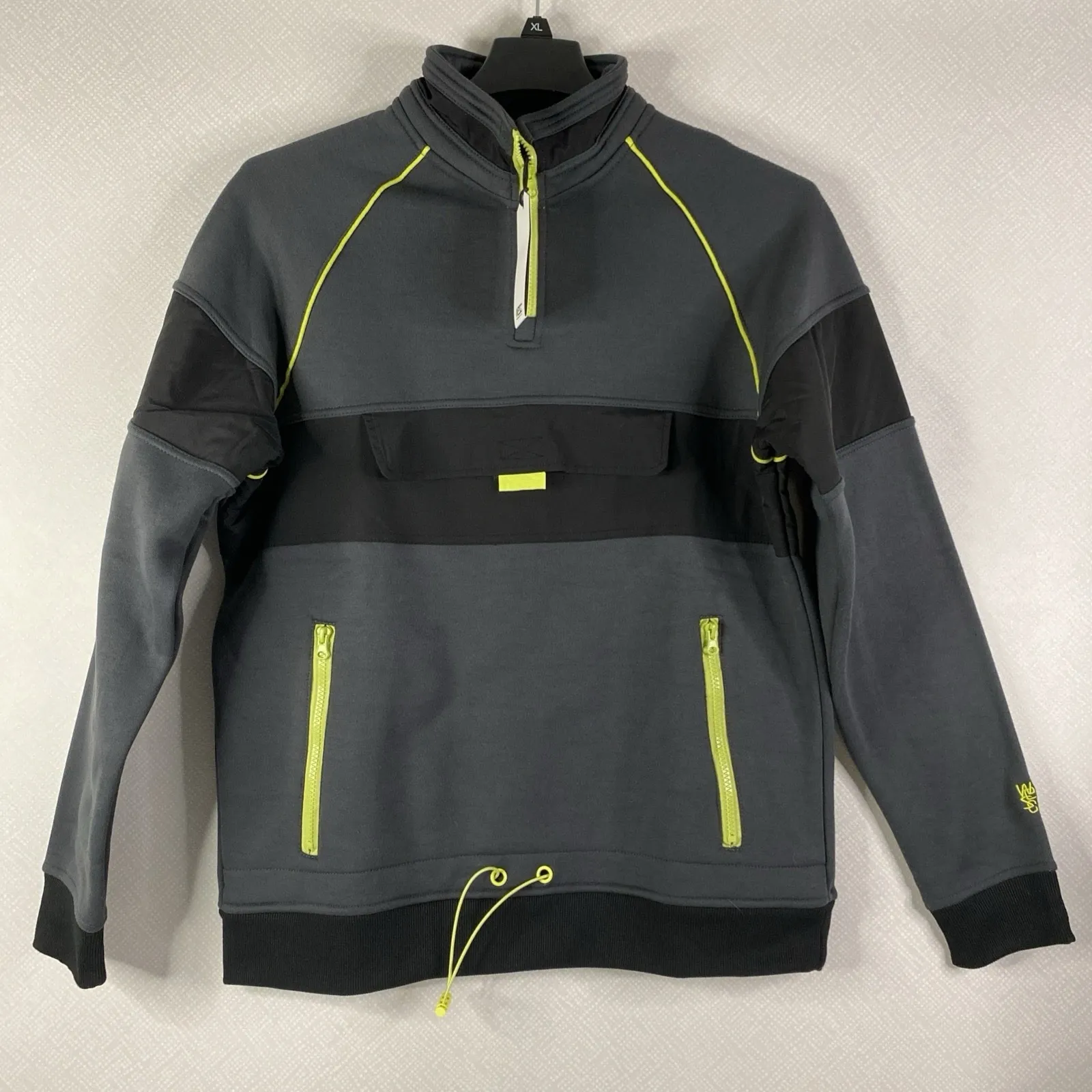 WESC Pullover Sweatshirt Hoodie Jacket Quarter Zip Pockets Gray Unisex S/M NWT Size M - Image 1