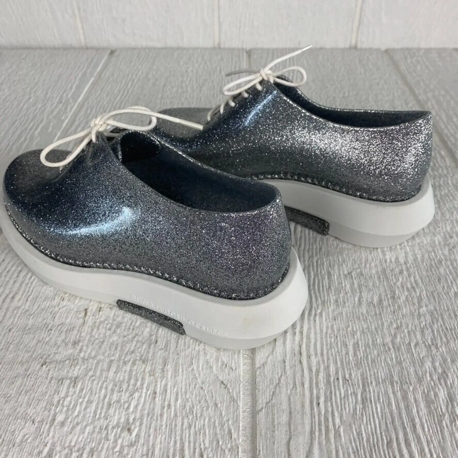 Melissa Vitorino Campos Shoes Women Seven Grunge Laced Platform Oxford Silver - Image 7