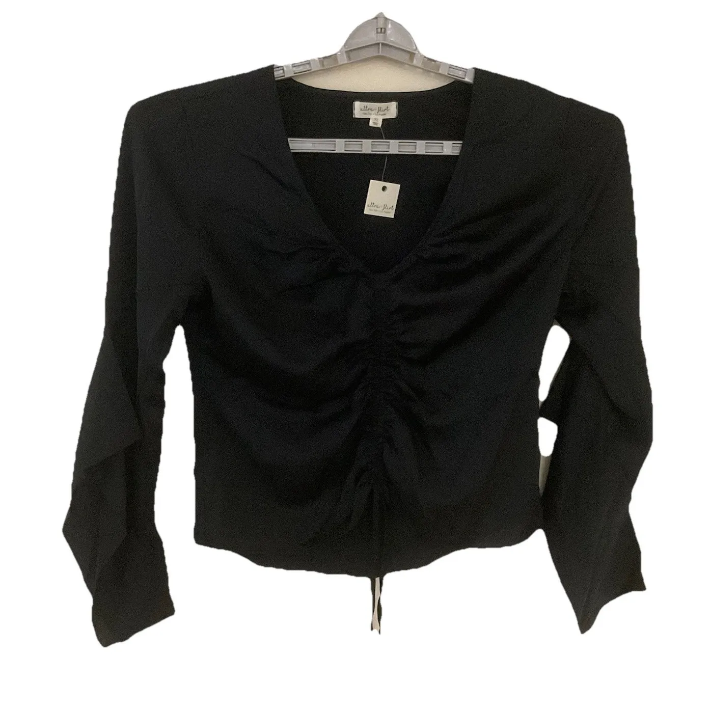 Ultra Flirt Women Junior LX‎ Top Black Long Sleeve V - Image 2