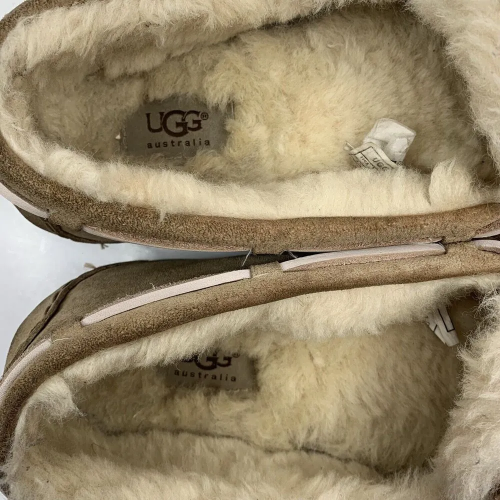 Ugg Women’s Sz 11 Dakota Slipper Leather Nubuck Beige Tobacco Slip On Shoes 5612 - Image 5