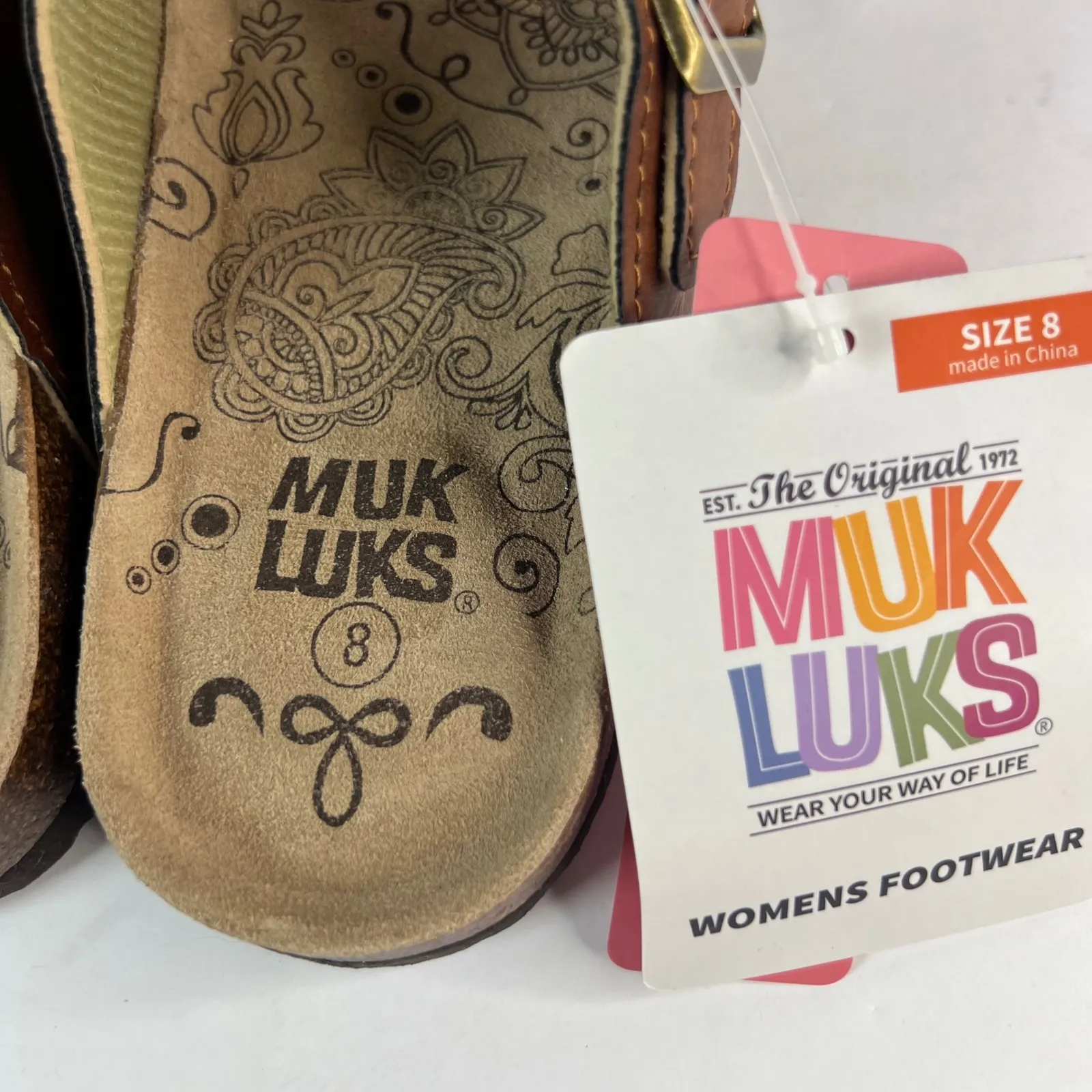 Muk Luks Womens Brown Leather Strappy Cork Footbed Slides Sandals Size 8 NWT - Image 7