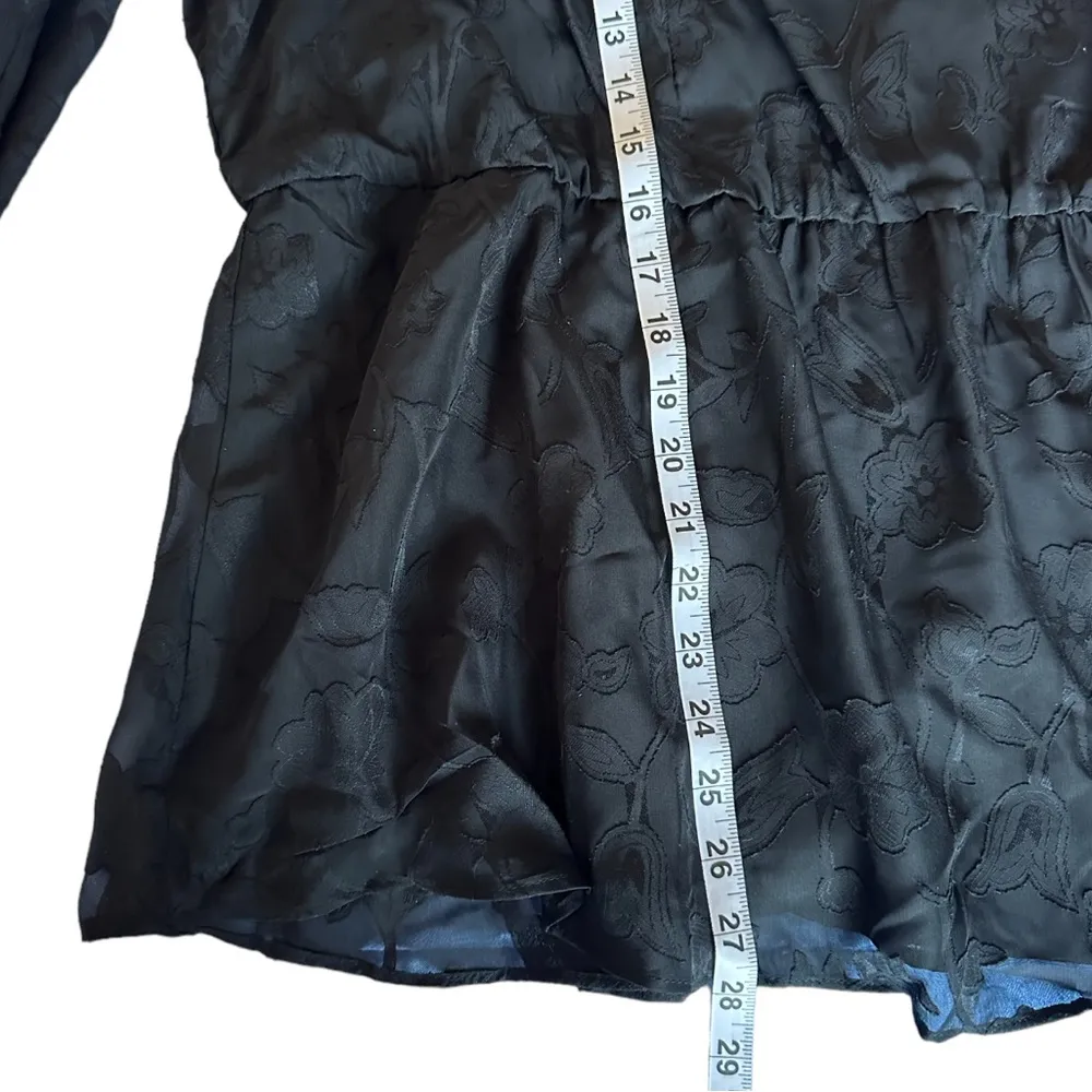 Torrid Black Peplum Chiffon Clip Floral Puff Sleeve Top Size 3 or 3X or 22-24 - Image 15