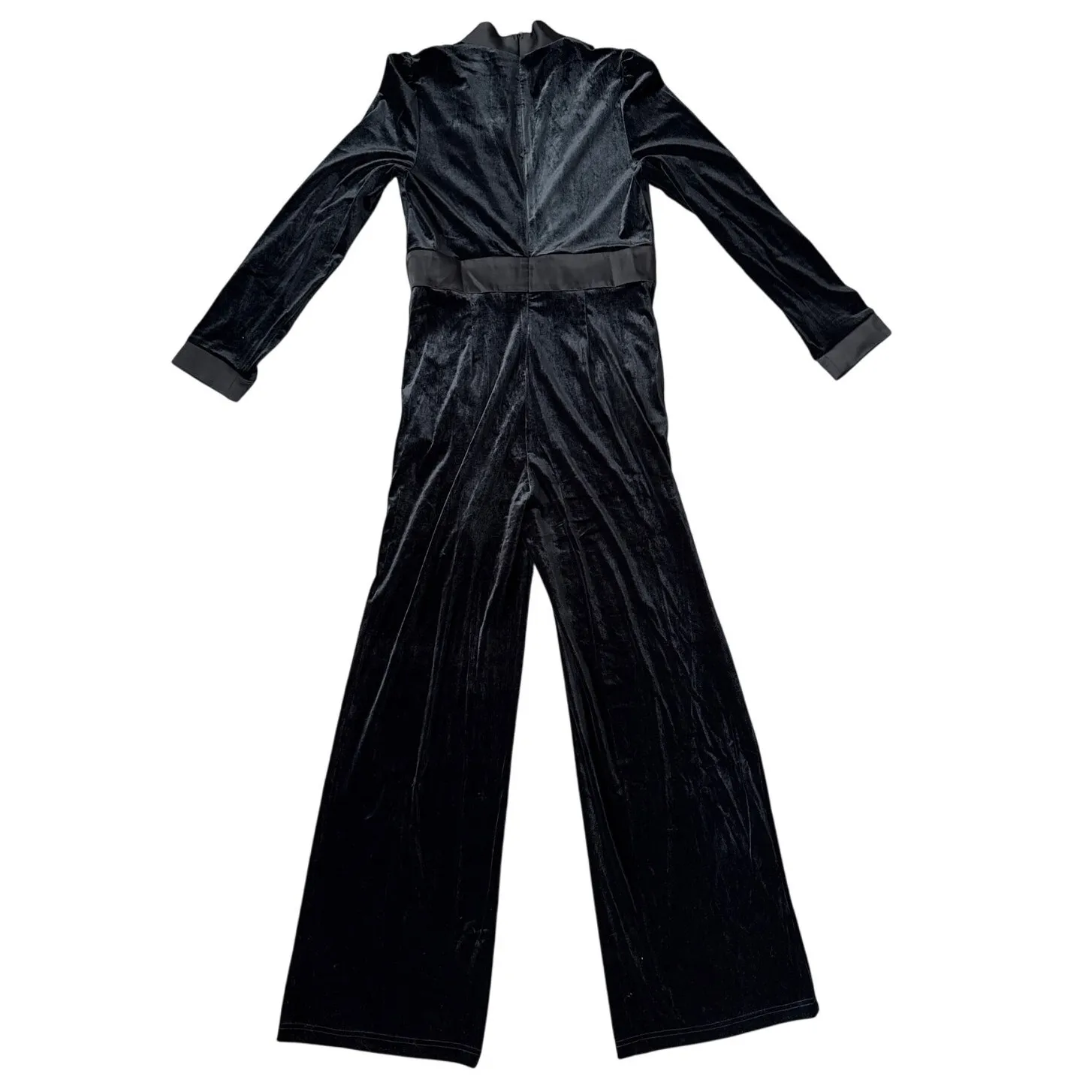 AmyEnjoyLife Black Velvet‎ High Waist Wide Leg Jumpsuit Size Large - Image 9